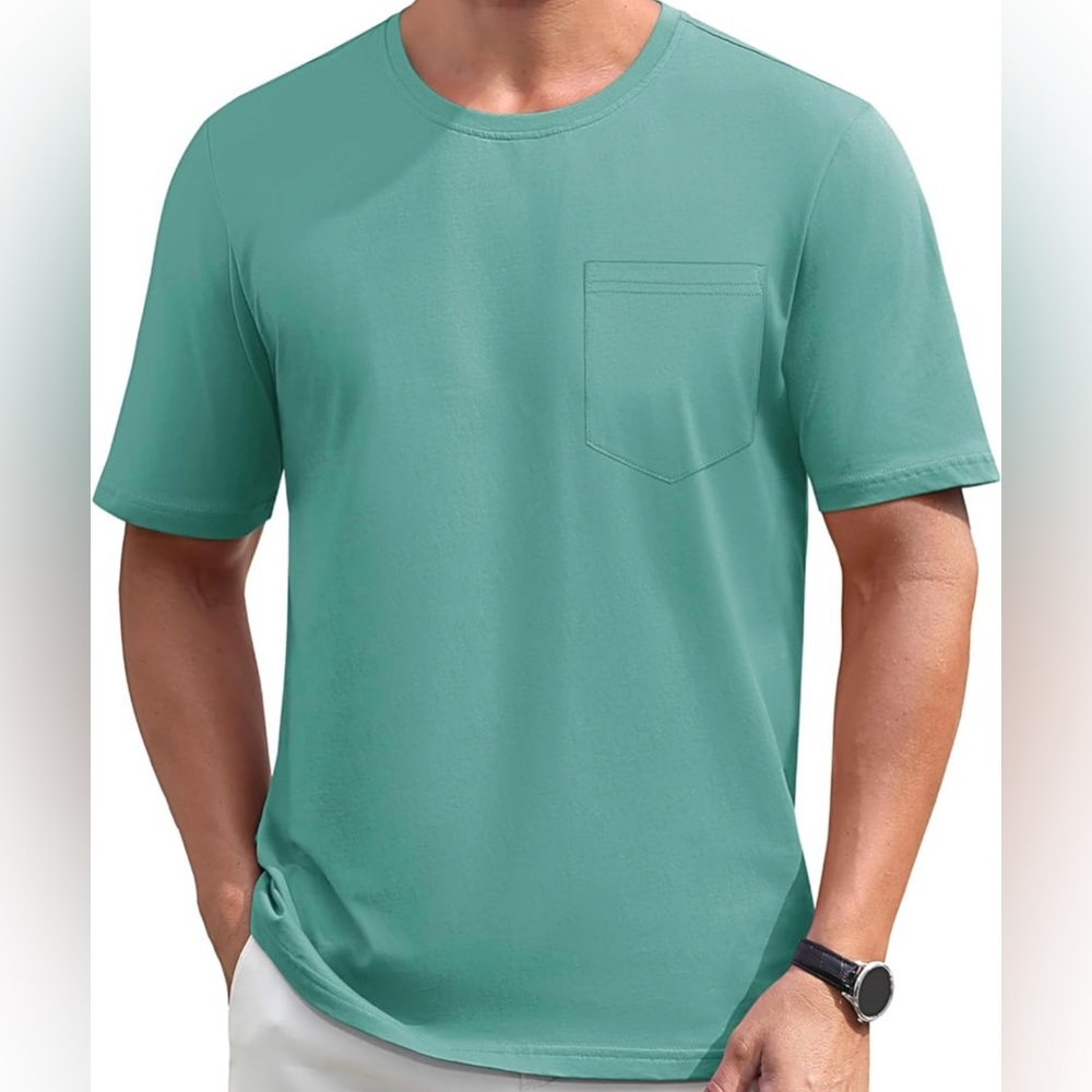 TACVASEN Mens Gray Green Short Sleeve  Casual Crew Neck Pocket T-shirt, …